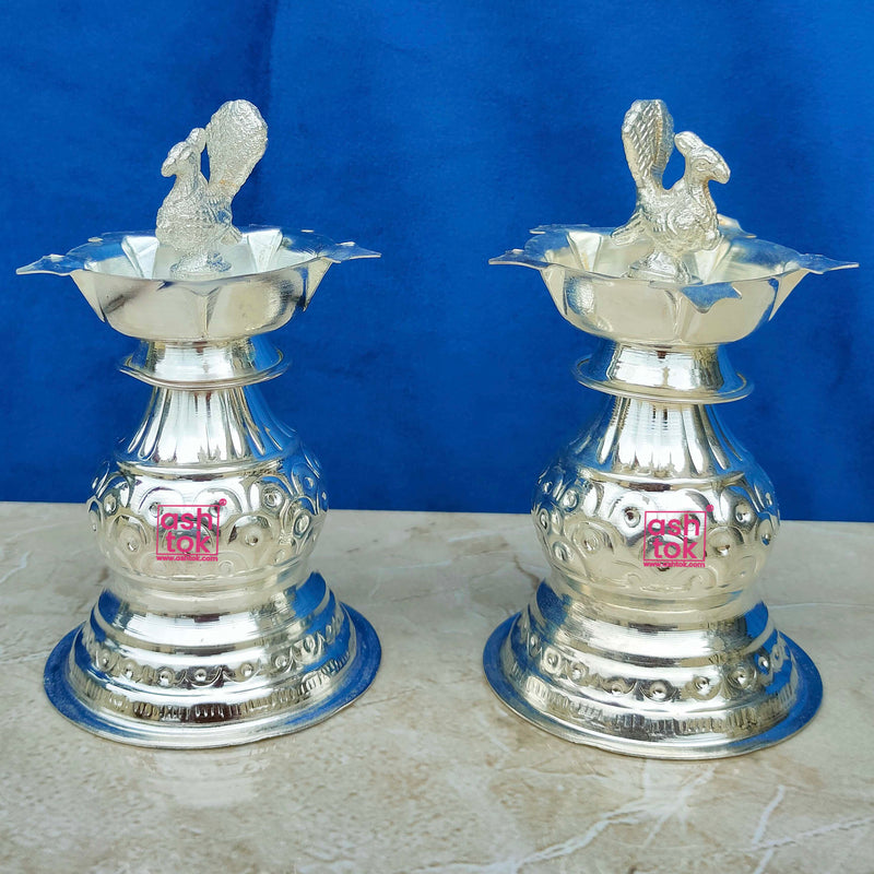 German Silver Peacock Diya