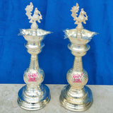 German Silver Peacock Diya, Oil Lamp, Puja Decorative Diya (Set of 2)