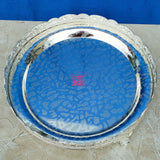 German Silver Tray, Puja Decorative Tray - Diameter 10 Inches.
