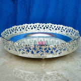 German Silver Tray with Round Shape, Puja Decorative Tray.