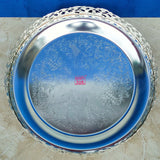 German Silver Tray with Round Shape, Puja Decorative Tray.
