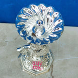 German Silver Elephant puja Diya, Decorative Diya, Oil Lamp. Height - 4.5 Inches.