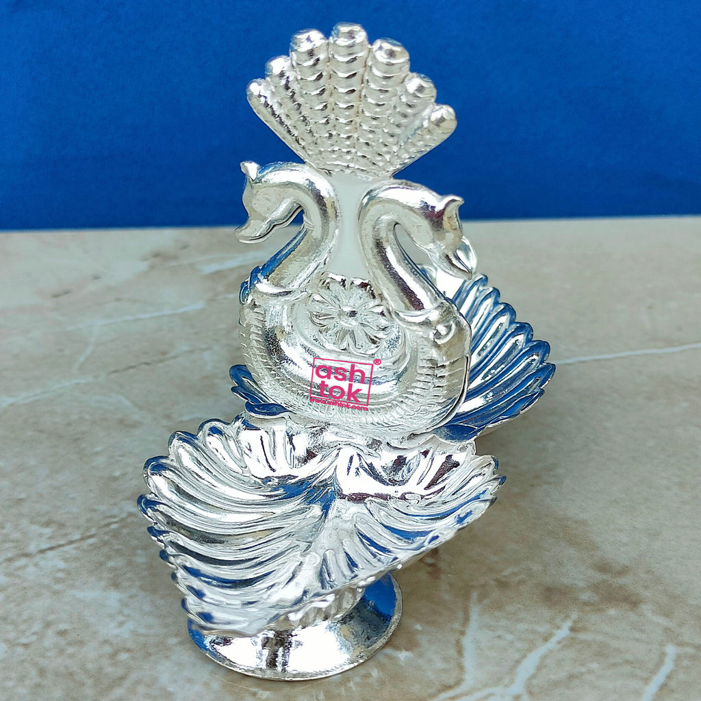 German Silver Diya, Puja Deepam, Oil Lamp. Diameter 4.5 Inches.