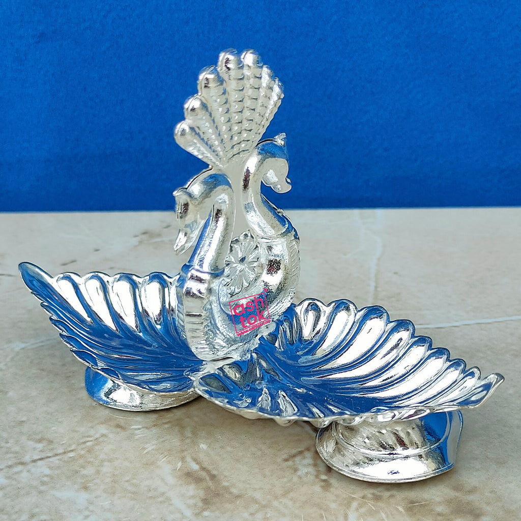 German Silver Diya, Puja Deepam, Oil Lamp. Diameter 4.5 Inches.