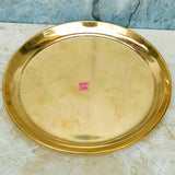 Navratri Special Round Polished Brass Plate, Puja Plate (Dia 10 Inches)