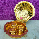 Traditional Handcrafted Brass Haldi Kumkum box, Multipurpose Sindoor Box