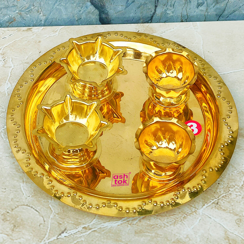 Brass Pooja Thali Set - Pooja Samagri Store