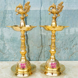 Brass Peacock Diya, Dana Kashi Shamai Puja Diya, Mandir Diya, Puja Diya (Pack of 2 Pcs)