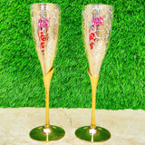 Brass Wine Glass, Silver Plated Brass Champagne Flutes Coupes Wine Glass 2 Piece Set (Red Box)