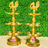 Brass Panchamahal 3 Step Diwali diya, Peacock Design Puja diya (Set of 2)