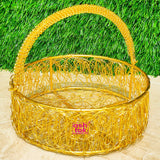 Round Shaped Metal Wire Flower Basket, Decorative Basket (Dia 5 Inches)