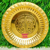 Brass Puja Plate, Decorative puja Thali Plate, Brass Nakshee Pooja Plate