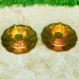 Brass Diya with Attached Plate