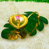 Leaf Design Brass Puja Diya, Decorative Oil Diya