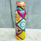 Ethnic Design Pure Copper Water Bottle with Floral Design, Health Benefits, Capacity - 1 Litre