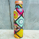 Ethnic Design Pure Copper Water Bottle with Floral Design, Health Benefits, Capacity - 1 Litre