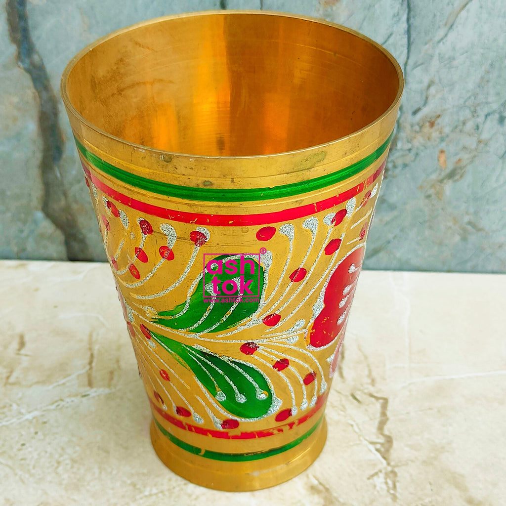Meenakari Design Brass Lassi Glass, Premium Drinkware for Occasions ...