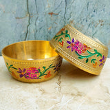 Brass Embosed Meena Wati, Multipurpose Brass Bowl, Serving Bowl