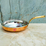 Copper Fry Pan, Hammered Copper Steel Fry pan with Brass Handle