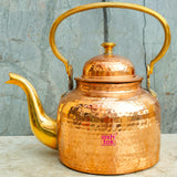 Tea Kettle Pot,  Copper Designer  Mughlai Tea Pot with Tin Lining Inside