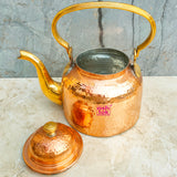 Tea Kettle Pot,  Copper Designer  Mughlai Tea Pot with Tin Lining Inside