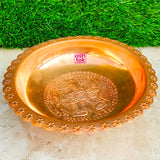 Copper Plate Nakshee Design, Pure Copper Puja Plate