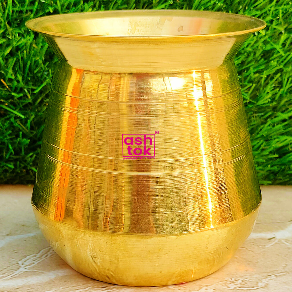 Brass Lota , Handmade Lota Kalash Oval Shaped , Brass Lota for Puja – Ashtok