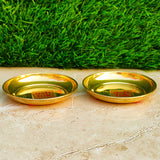 Round Brass Halwa Plate, Brass Puja Plate (Pack of 12 Pcs)