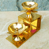 Brass Lotus Diya with Stand, Decorative Puja Diya, Diwali Festival Diya, Oil Diya, Mandir Diya