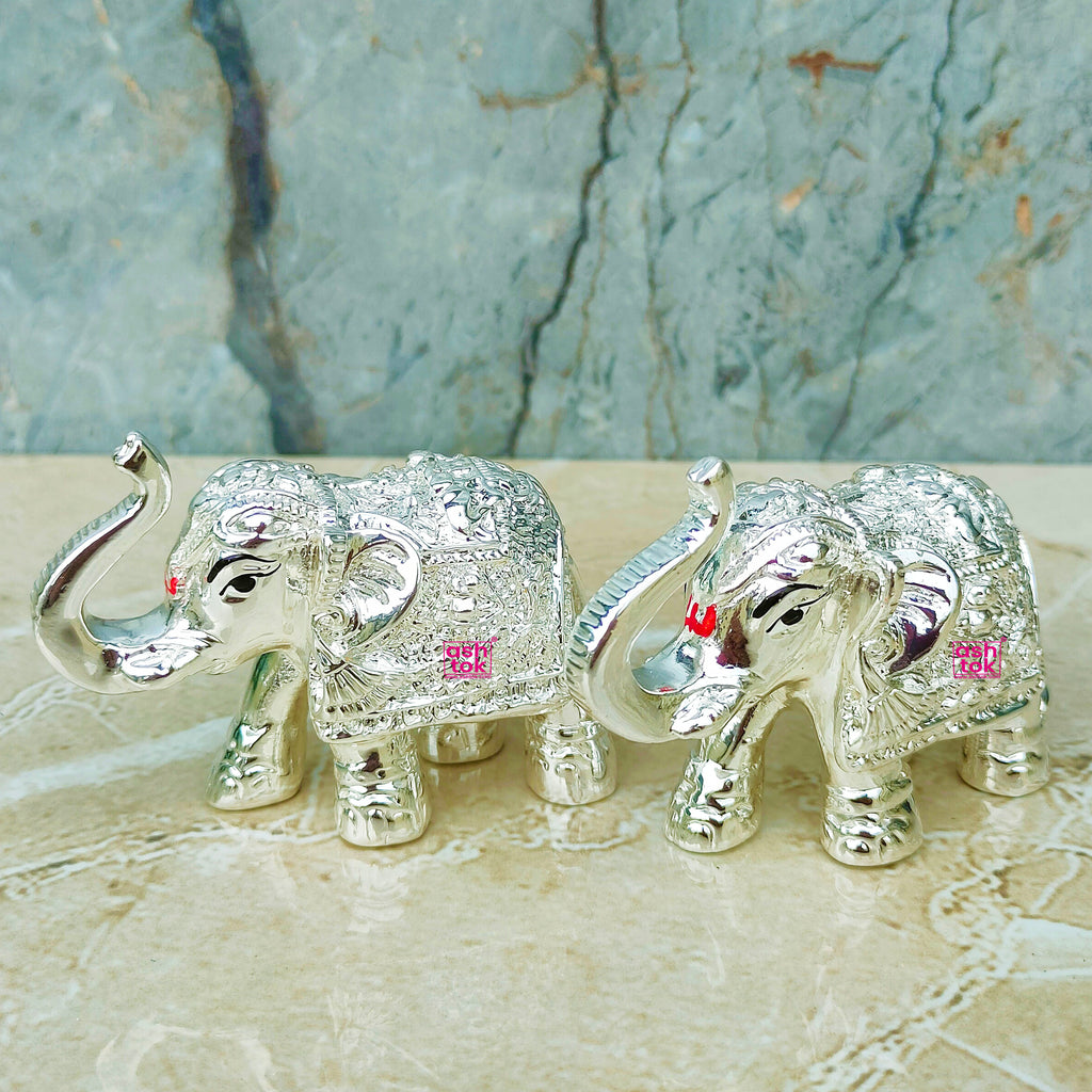 German Silver Wax Elephant Set