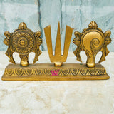 Brass Shanku Chakra Naama Stand, Antic Shanku Naamam, Decorative Showpiece