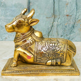 Brass Antic Shiva Nandi Idol For Puja, Antic Nandi Statue, Decorative Piece At Home for Puja