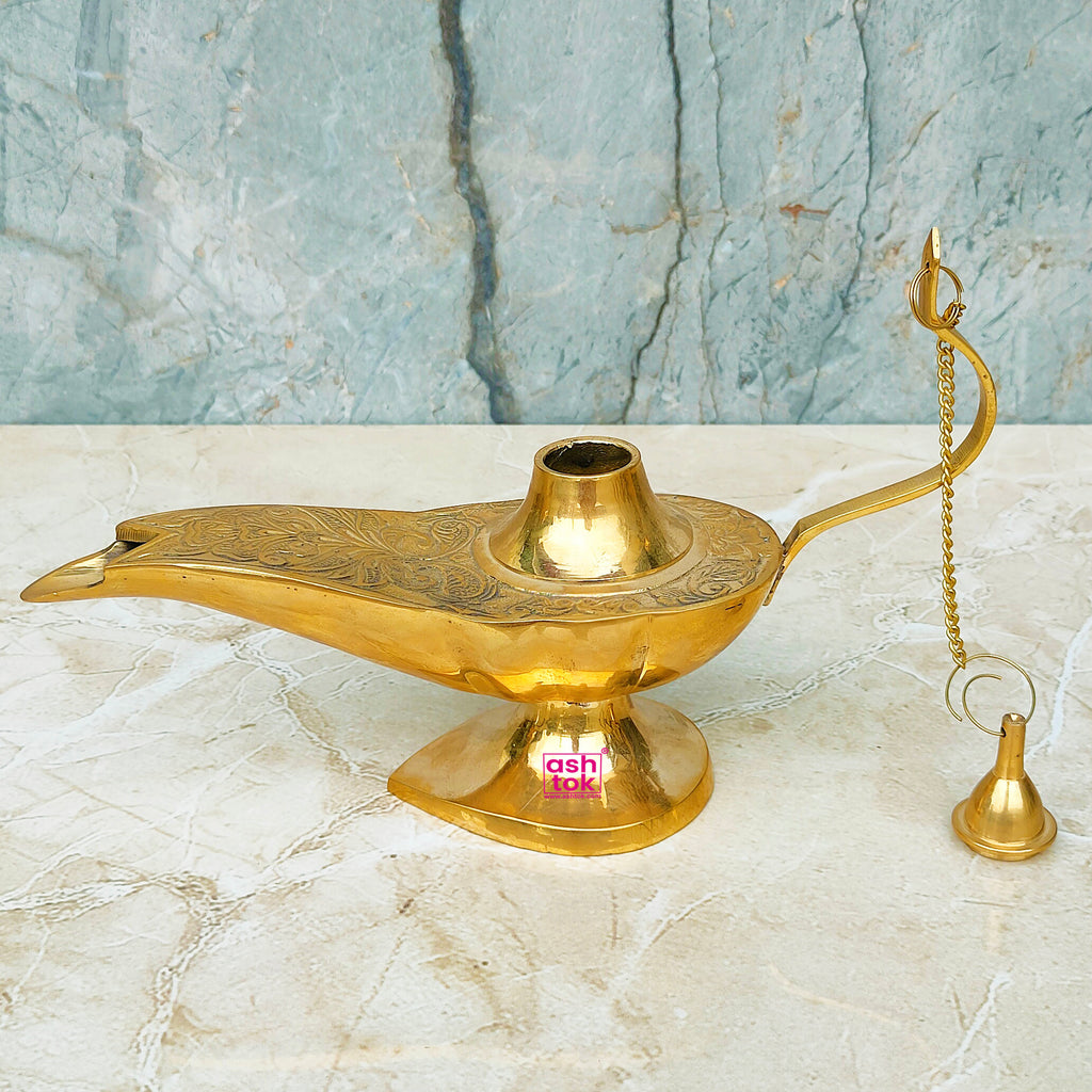 Brass Genie Oil Lamp Made In India Interior Decor 7 long 4 Tall