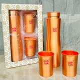 Pure Copper Water Bottle with 2 Classes, Copper Drinkware, Gift Items