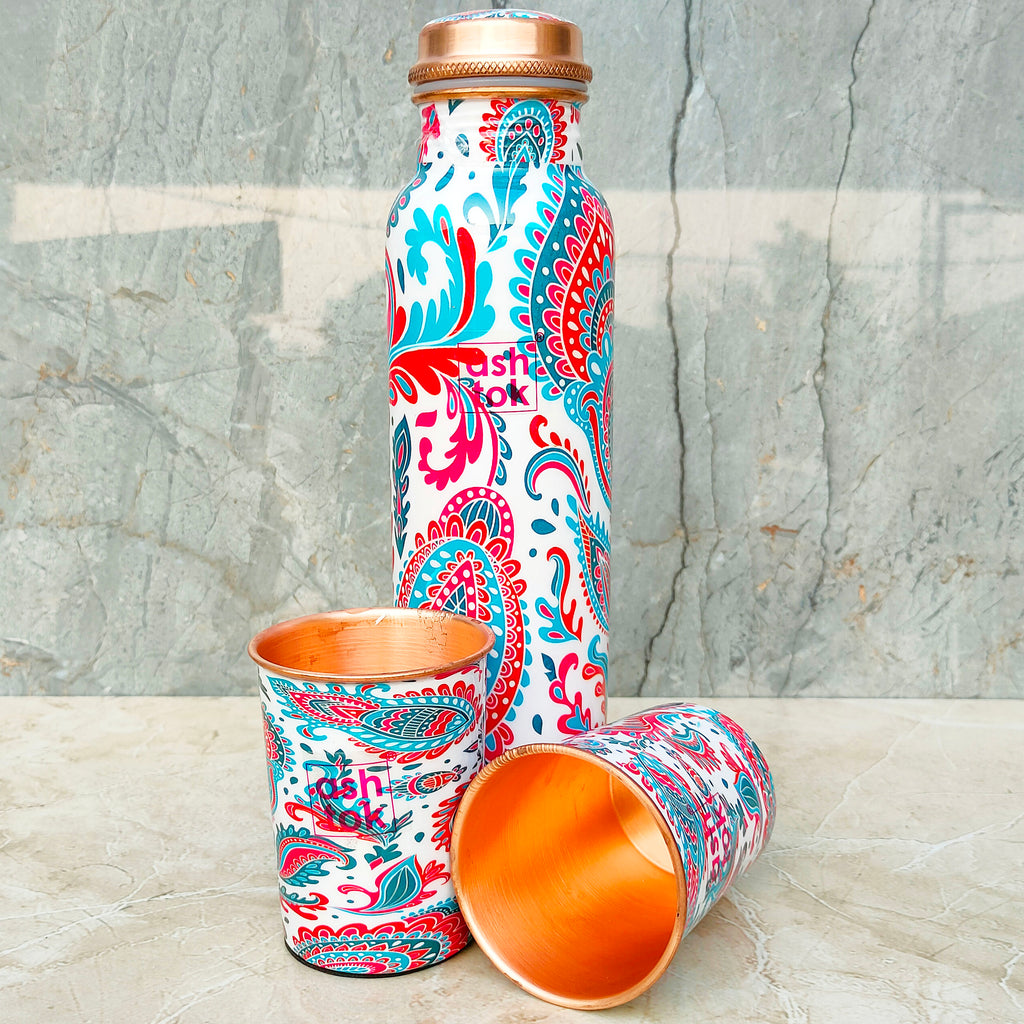 Pure Copper Multi Colour Designer Water Bottle - Color: As Per Pure Copper Multi Colour Designer Water Bottle - Color: As Per