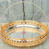 Flower Basket with Handle, Gold and Silver Polish Fruit Basket