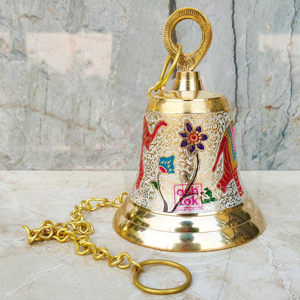Brass Hanging Bells with Chain for Home Mandir Temple Living Room  Decoration Pooja Decorative Items Door