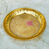Handcrafted Brass Puja Plate, Brass Pooja Thali Plate, Mandir Plate (Dia 5 Inches)
