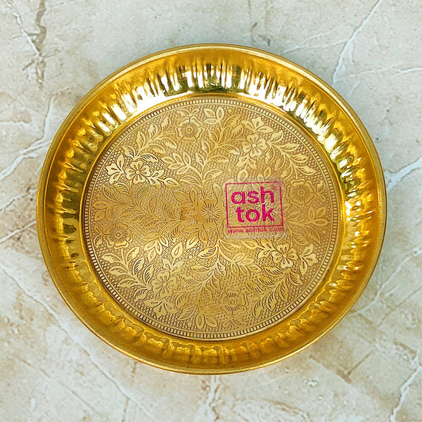 Handcrafted Brass Puja Plate, Brass Pooja Thali Plate, Mandir Plate (D –  Ashtok