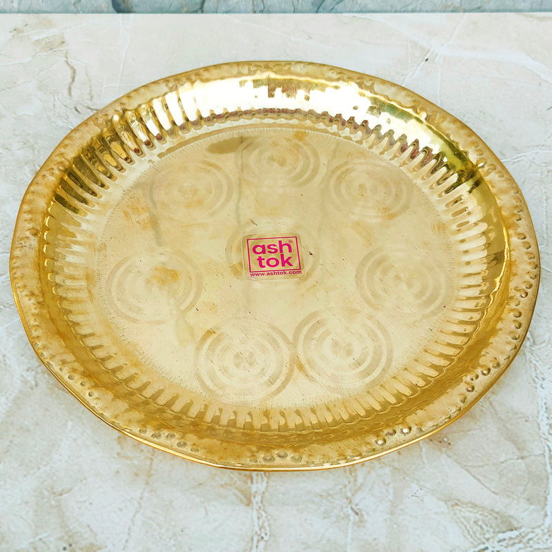 Handmade Pure Brass/Pittal Decor Special Puja Thali Set of 7 Items, for  Diwali