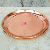 Pure Copper Plate with Shiny Finish, Copper Puja Plate (Dia 6 Inches)