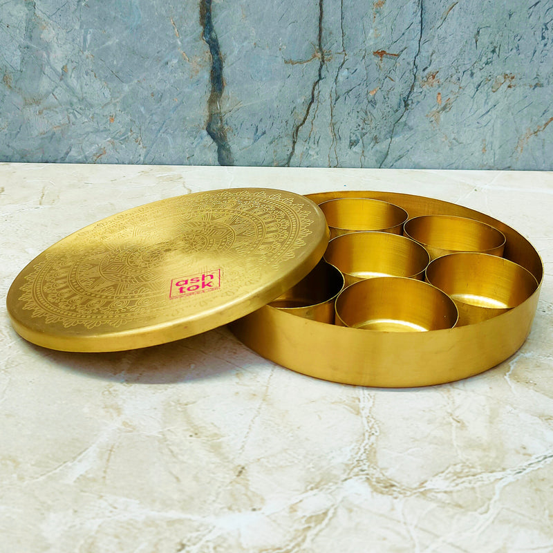 Brass Engraved Spice Box - Essential Traditions by Kayal