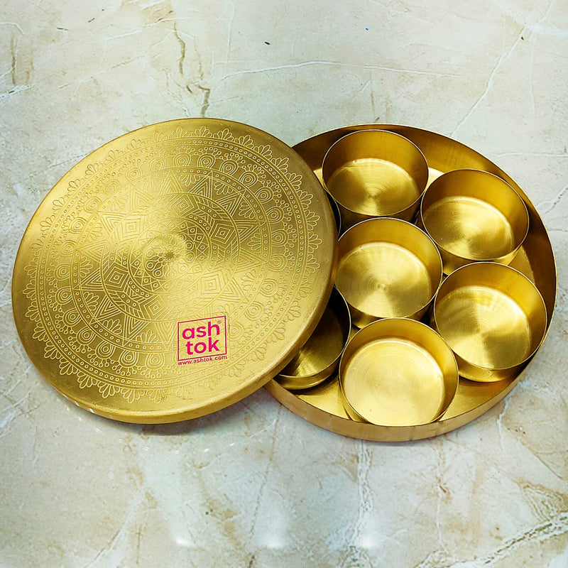 Brass Masala Box 3.5 inch Dia with Glass Cover and Brass Lid Online