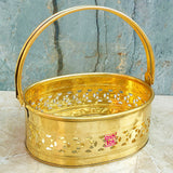 Brass Oval Shape Phool Butti, Temple Basket, Puja Butti