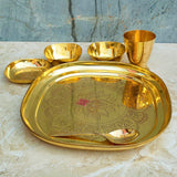 Brass Fancy Dinner Set, Traditional Design Brass Thali Set