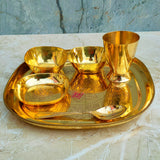 Brass Fancy Dinner Set, Traditional Design Brass Thali Set