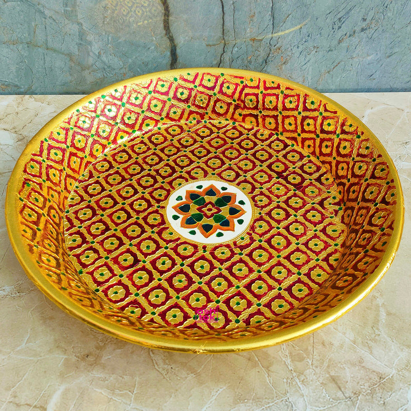 Meenakari Thali Plate, Stainless Steel Thali Parat,  Marrage Decoration Item