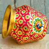 Brass Lota Meenakari - Kalash for Pooja - Brass Vessel Indian, Kalasam for Pooja Home - Indian Brass Decor