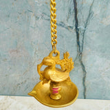Brass Hanging Diya, Brass diya for puja, Diya with hanging chain