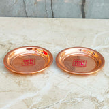 Pure Copper Halwa Plate, Puja Decorative Plate (Set of 12)